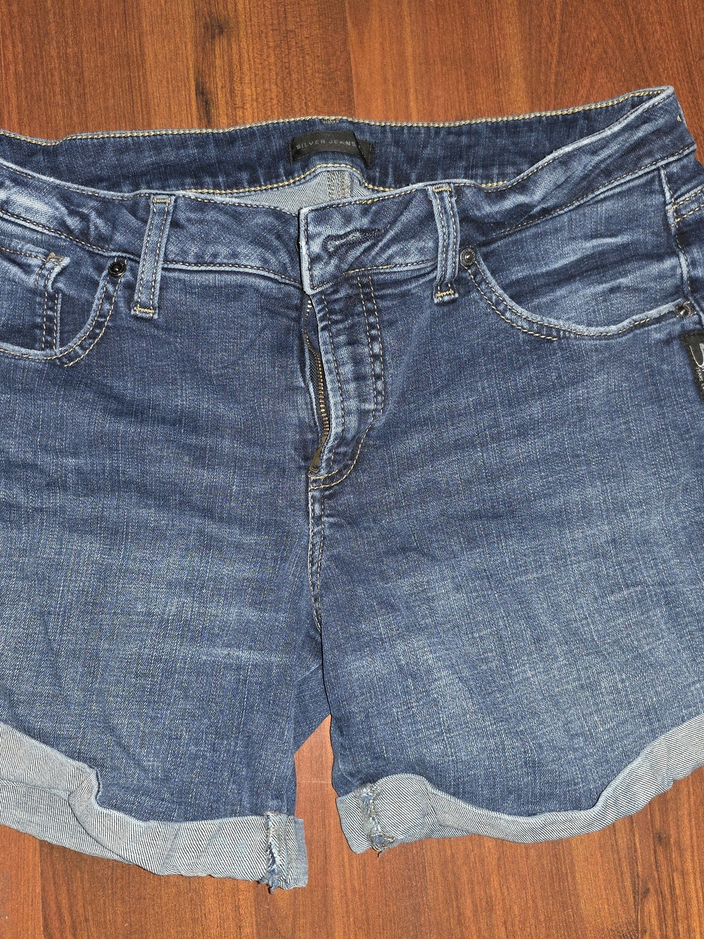 Silver Jeans Dark Blue Rolled-Hem Denim Shorts